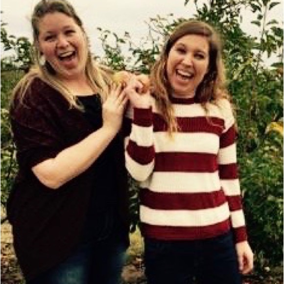 Maroon and off white striped sweater - Picture 3 of 3